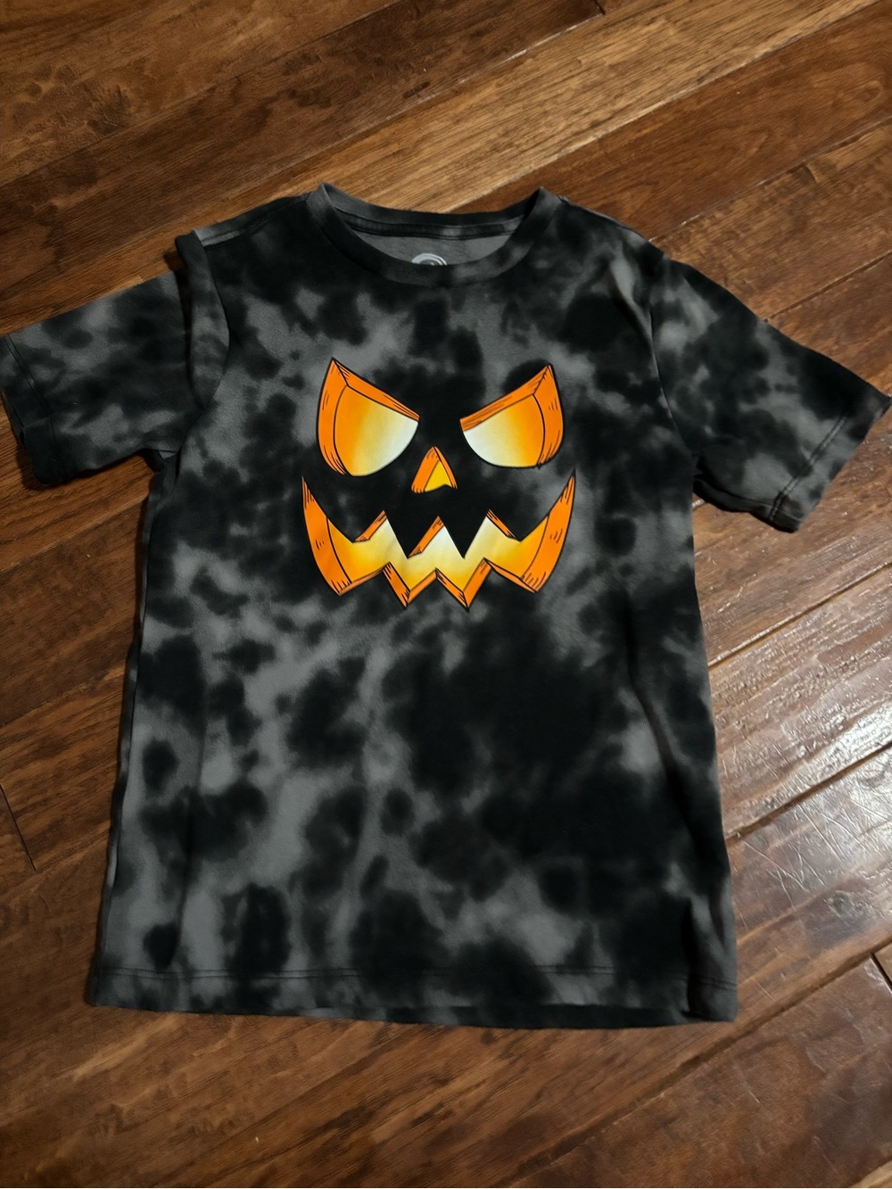 Wonder Nation Small Boys 6/7 Halloween Gray Black Jack-o’-lantern Shirt Tee